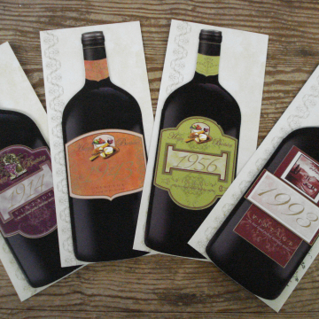 Wine Bottle Year Cards for Birthdays
